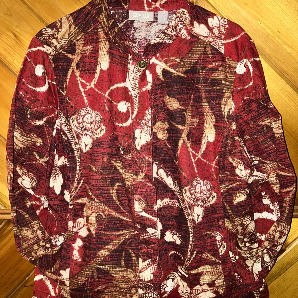 Chicos button up long sleeve jacket size 3
